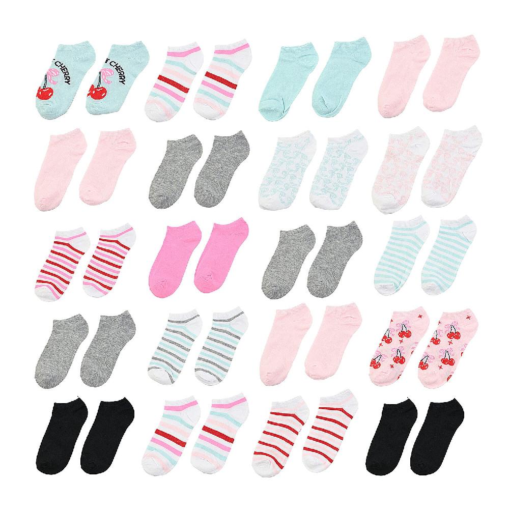 shop lc Closeout Spoiled Angel 20 Pairs Women's No Show Socks - Cherries (Sizes 4-10)