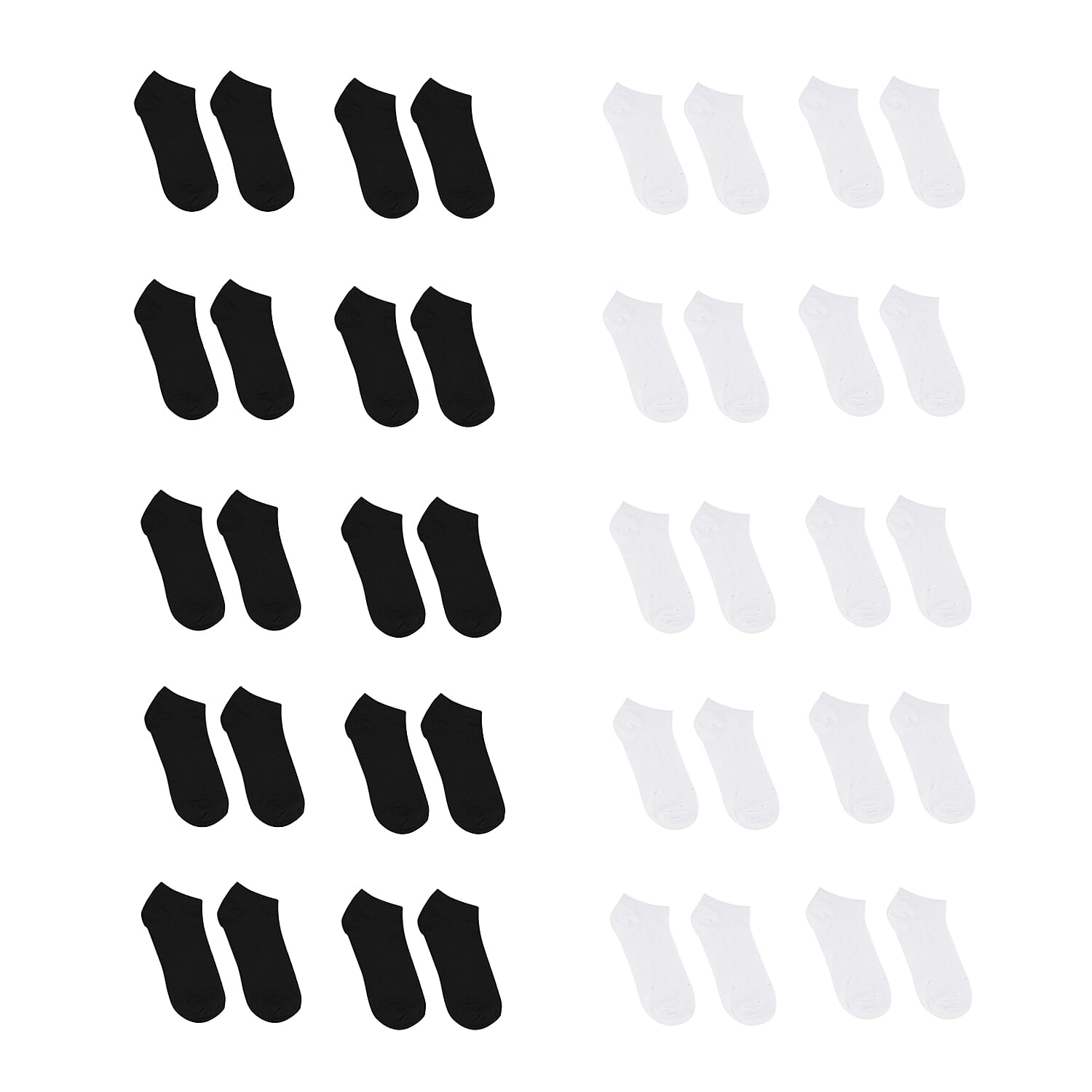 shop lc Closeout Spoiled Angel 20 Pairs Women's No Show Socks -Black/White (Sizes 4-10)