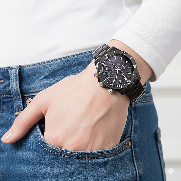 Shop Lc Closeout Toywatch Mother Of Pearl Black Ceramic Chronograph 41mm Watch
