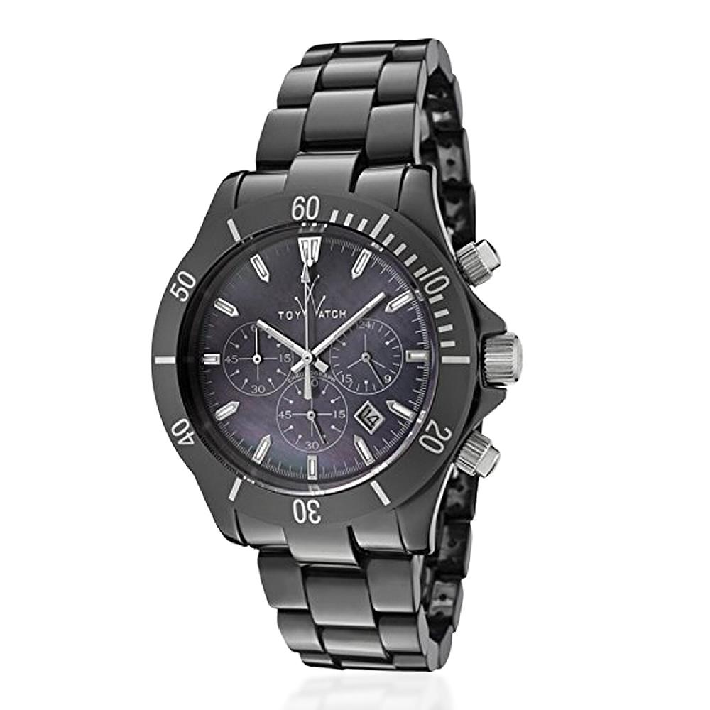 shop lc Closeout Toywatch Mother of Pearl Black Ceramic Chronograph 41mm Watch