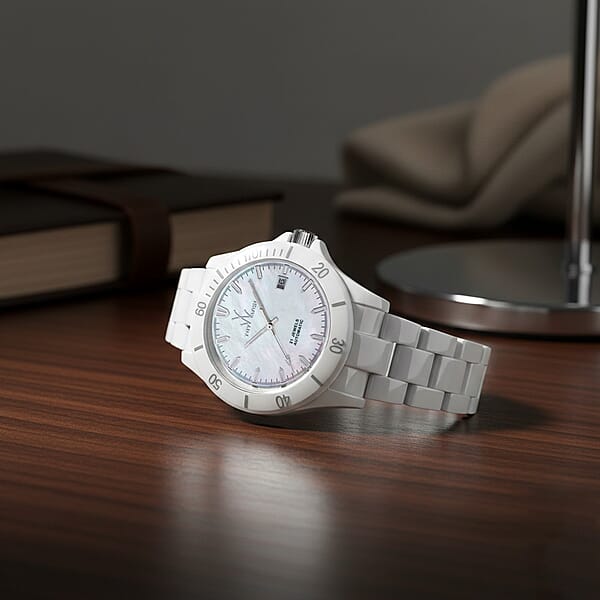 Shop Lc Closeout Toywatch Mother Of Pearl White Ceramic Automatic 41mm Watch
