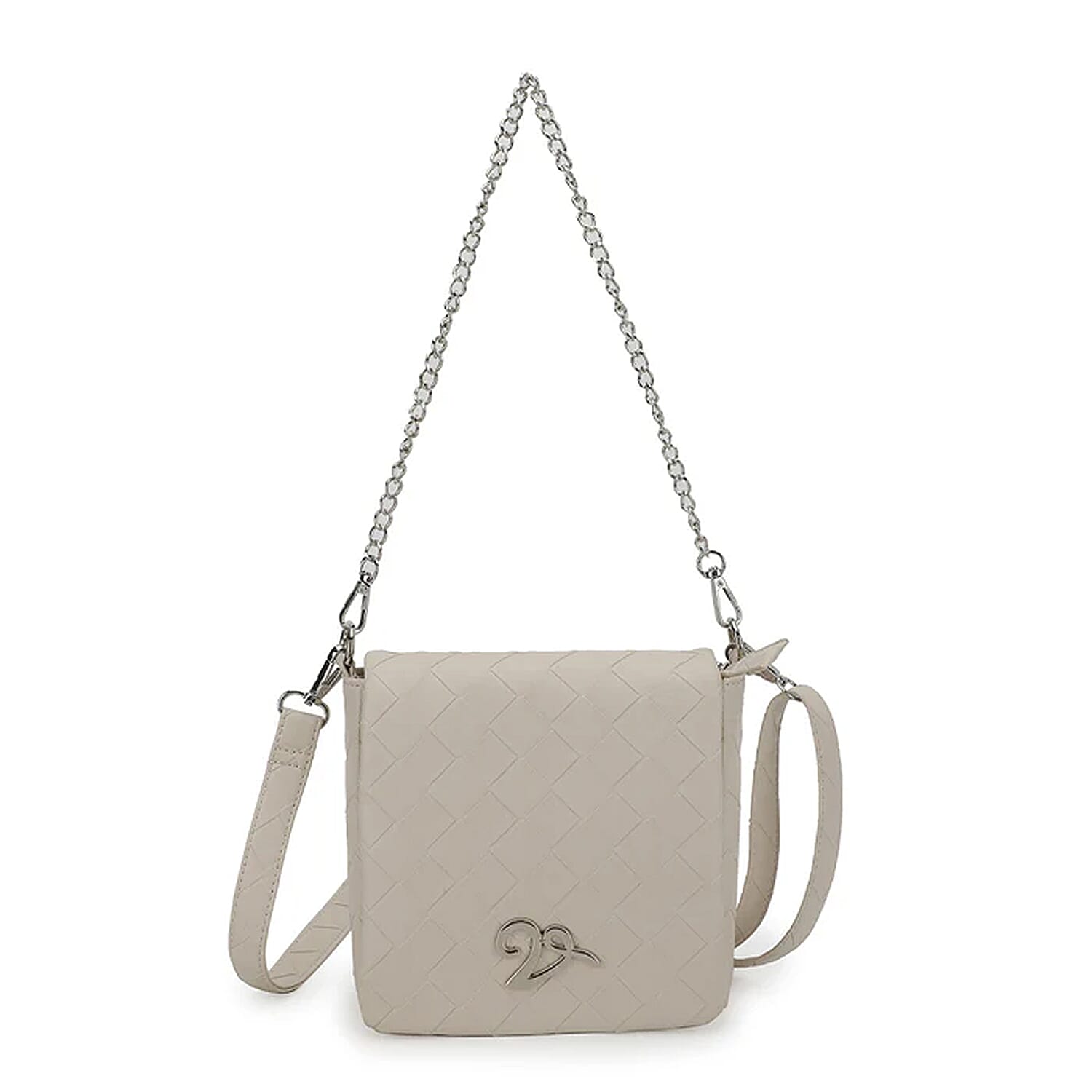 shop lc Closeout Vintage Havana White Faux Leather Crossbody Bag with Chain Shoulder Strap