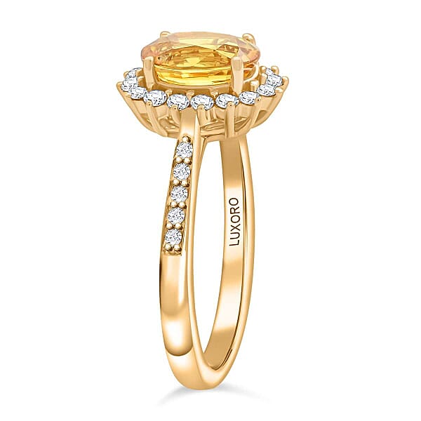 Shop Lc Collector's Edition Luxoro AAA Canary Yellow Sapphire And G-H I2 Diamond 3.00 Ctw Ring In 14K Yellow Gold 4.05 Grams