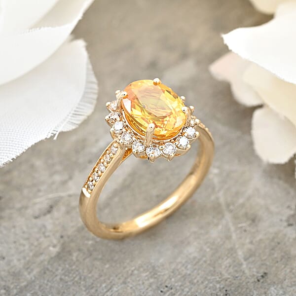 Shop Lc Collector's Edition Luxoro AAA Madagascar Yellow Sapphire And G-H I2 Diamond 3.00 Ctw Ring In 14K Yellow Gold 4.05 Grams