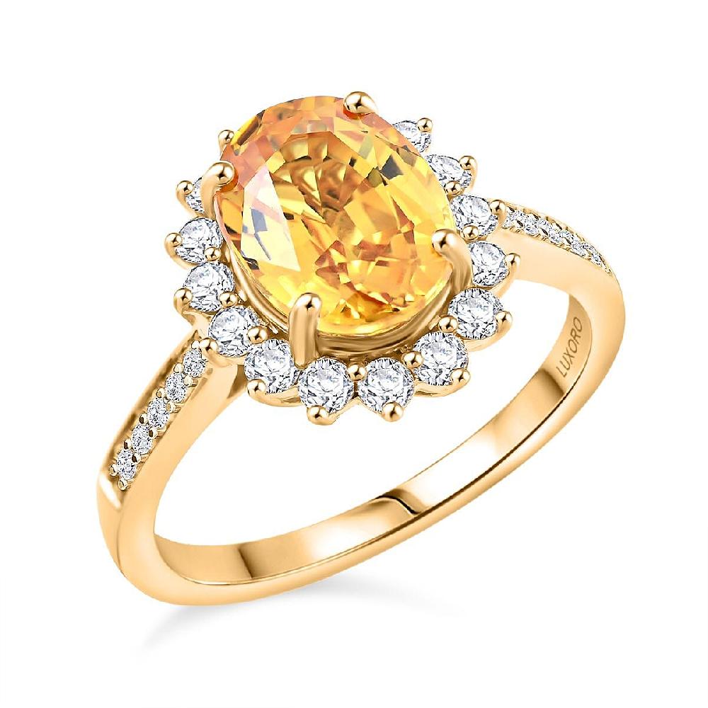 shop lc Collector's Edition Luxoro AAA Madagascar Yellow Sapphire and G-H I2 Diamond 3.00 ctw Ring in 14K Yellow Gold 4.05 Grams