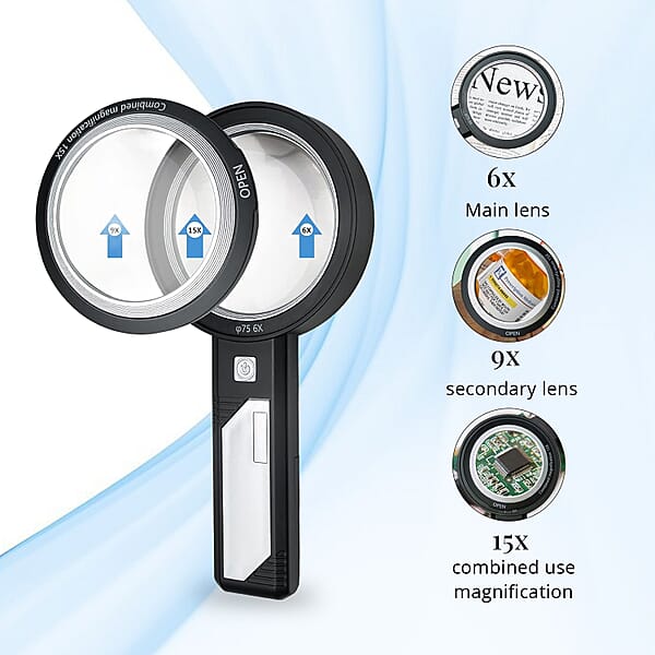 Shop Lc Combined Dual-Lenses Handheld 5x And 10x Magnifier Glass
