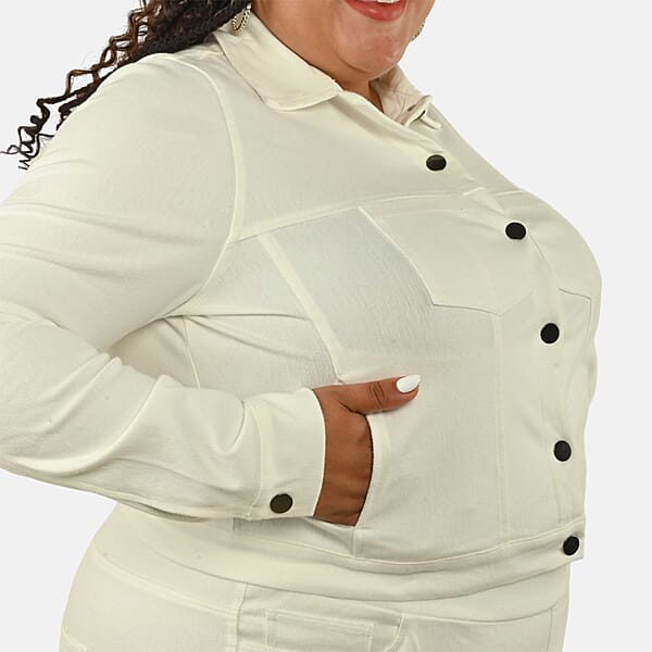 Shop Lc Comfort Oasis Coconut Milk Coconut Milk Knit Denim Jacket - L