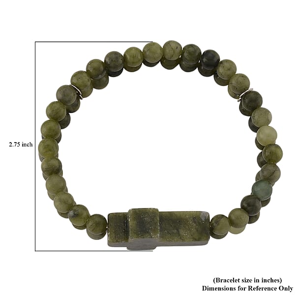 Shop Lc Connemara Marble 130.00 Ctw Line Of Faith Beaded Stretch Bracelet With Cross Charm