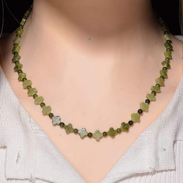 Shop Lc Connemara Marble 75.00 Ctw Beaded And Irish Clover Necklace In Goldtone 18-20 Inches