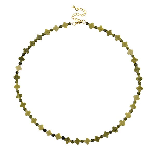 Shop Lc Connemara Marble 75.00 Ctw Beaded And Irish Clover Necklace In Goldtone 18-20 Inches