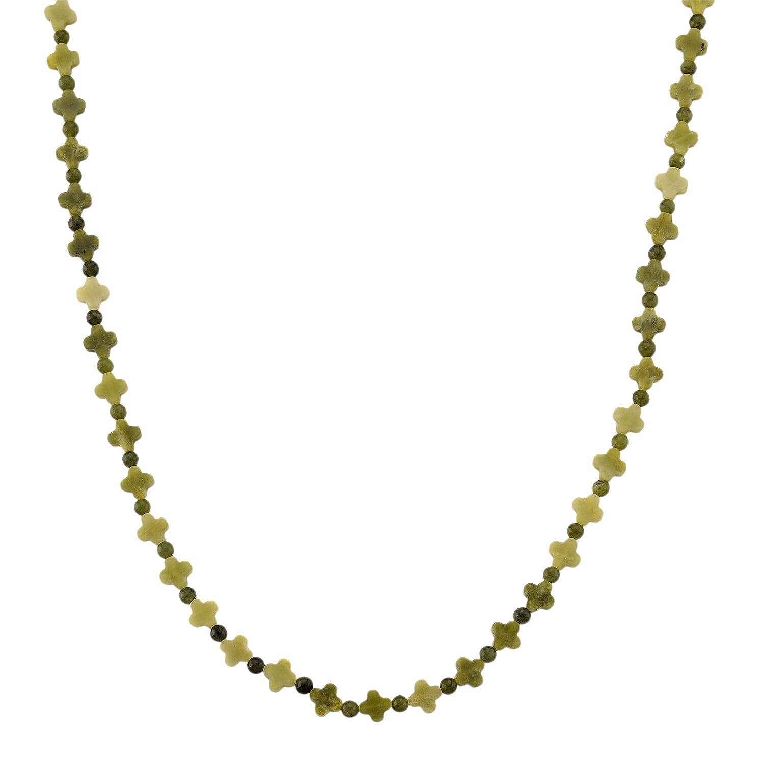 shop lc Connemara Marble 75.00 ctw Beaded and Irish Clover Necklace in Goldtone 18-20 Inches