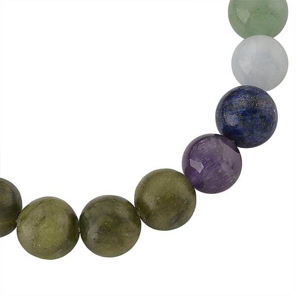 Shop Lc Connemara Marble With Multi Gemstone 140.00 Ctw Seven Chakra Beaded Stretch Bracelet