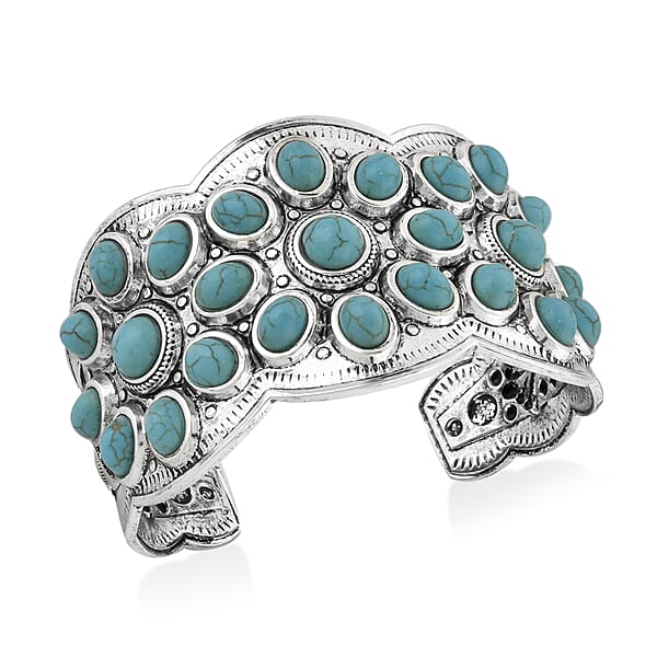 Shop Lc Constituted Blue Howlite 10.00 Ctw Cuff Bracelet In Silvertone (7.50 In)