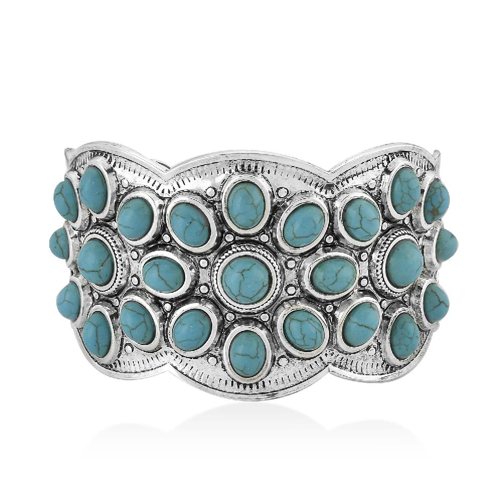 shop lc Constituted Blue Howlite 10.00 ctw Cuff Bracelet in Silvertone (7.50 In)