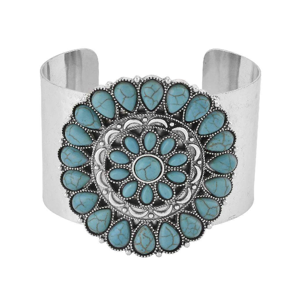 shop lc Constituted Blue Howlite 12.00 ctw Cuff Bracelet in Silvertone (7.50 In)