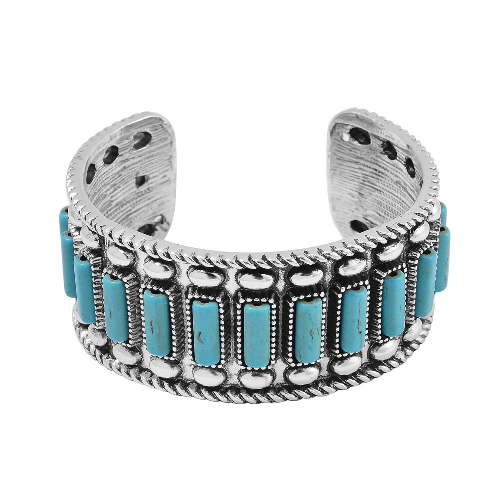 shop lc Constituted Blue Howlite 4.00 ctw Cuff Bracelet in Silvertone (7.50 In)