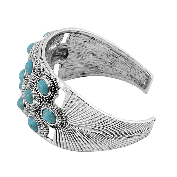 Shop Lc Constituted Blue Howlite 6.50 Ctw Cuff Bracelet In Silvertone (7.50 In)