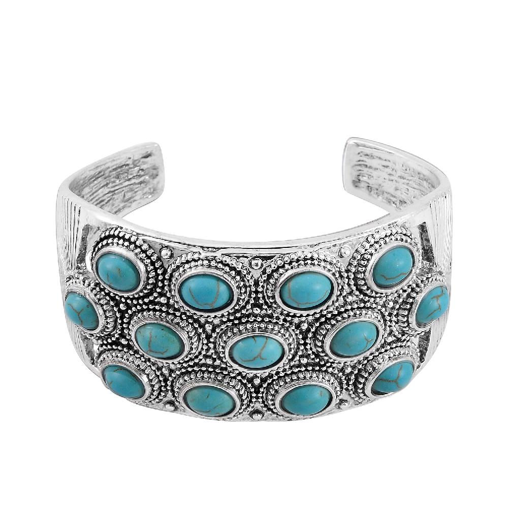 shop lc Constituted Blue Howlite 6.50 ctw Cuff Bracelet in Silvertone (7.50 In)