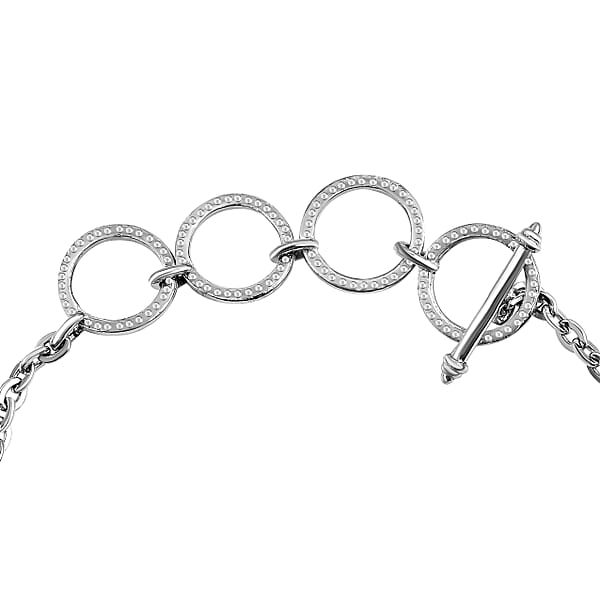 Shop Lc Constituted Blue Howlite 9.30 Ctw Toggle Clasp Bracelet In Stainless Steel (6.50 In) Tarnish-Free Waterproof Sweat Proof Jewelry