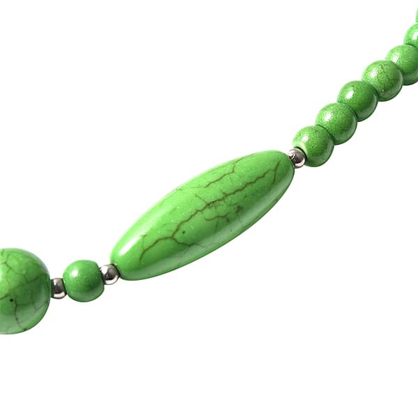 Shop Lc Constituted Green Howlite And Resin Beaded Necklace 18-20 Inches In Stainless Steel 166.00 Ctw