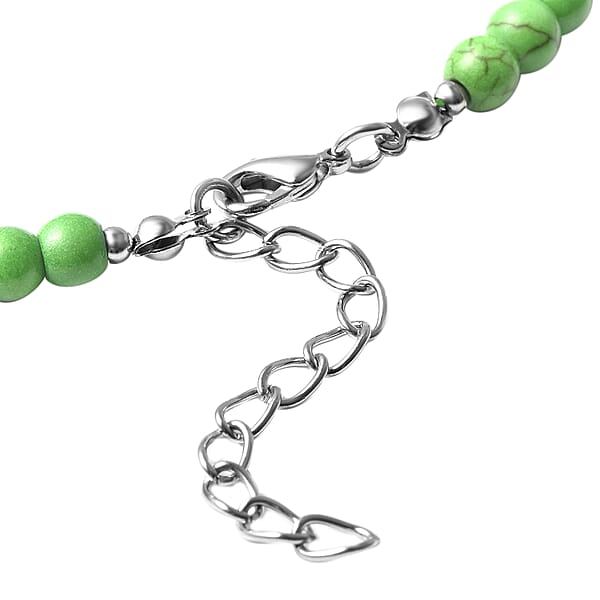 Shop Lc Constituted Green Howlite And Resin Beaded Necklace 18-20 Inches In Stainless Steel 166.00 Ctw