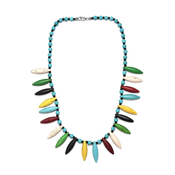 Shop Lc Constituted Multi Howlite And Thai Black Spinel Necklace 20 Inches In Sterling Silver 242.00 Ctw