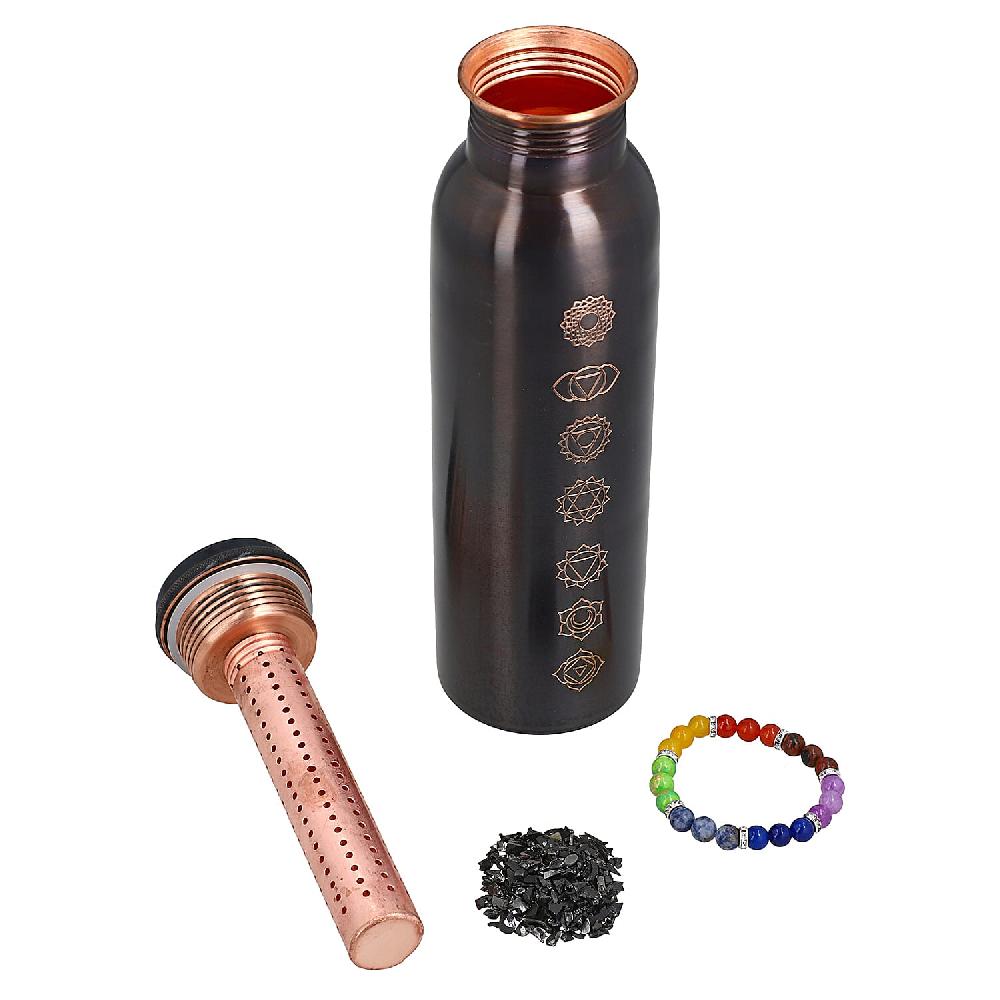 shop lc Copper Infused Bottle with Shungite Infuser and Beaded Bracelet