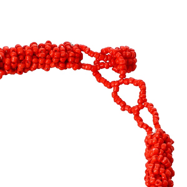 Shop Lc Coral And Yellow Seed Beaded Multi Strand Necklace 26 Inches