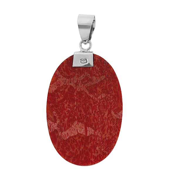 Shop Lc Coral Oval Shape Pendant Without Chain In Sterling Silver