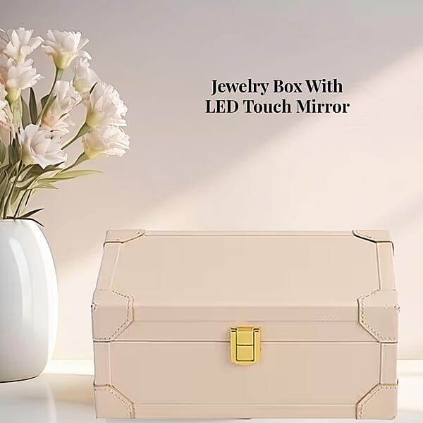 Shop Lc Cream Faux Leather USB Rechargeable Jewelry Box With LED Touch Mirror