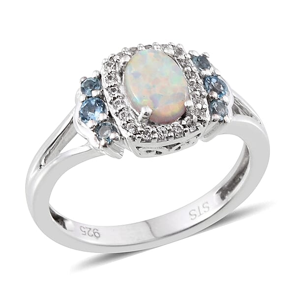 Shop Lc Created White Sapphire Multi Gemstone Sterling Silver Ring TGW 17.769 Cts. TGW 17.77 Cts