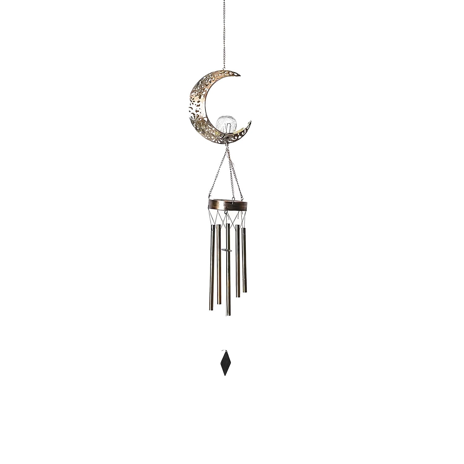 shop lc Crescent Moon Solar Wind Chime with 1 Bright LED