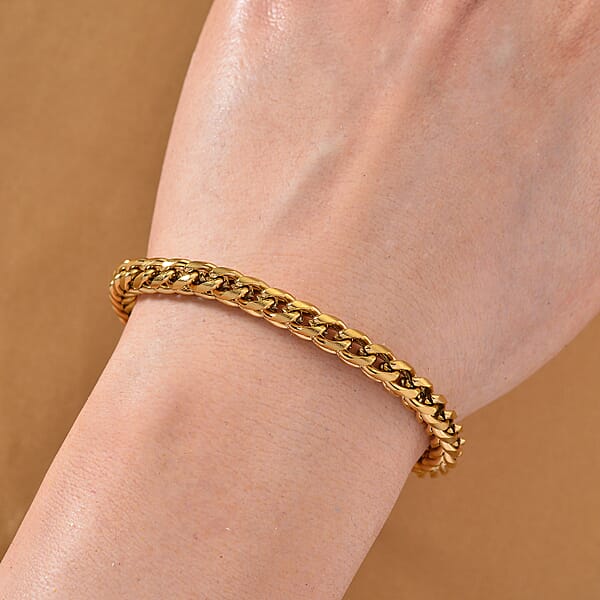Shop Lc Criss Cross Chain Bracelet In ION Plated YG Stainless Steel (7-9 Inches)