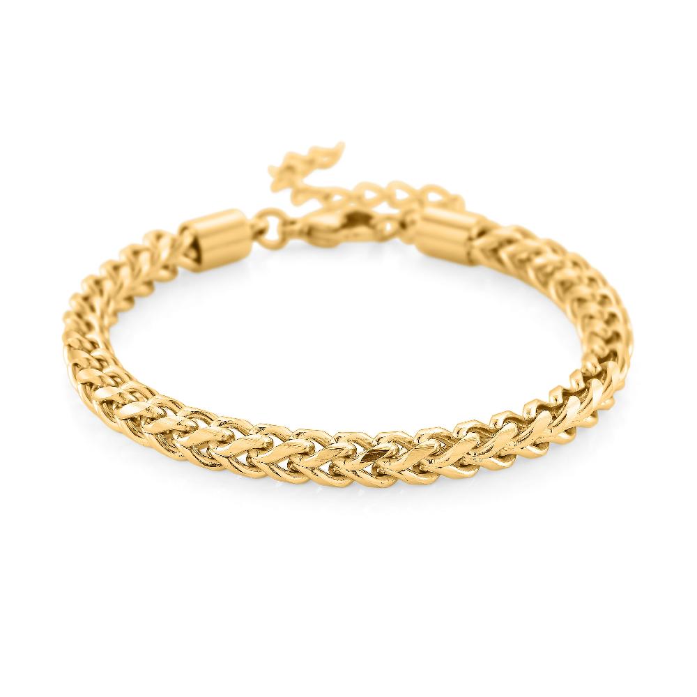 shop lc Criss Cross Chain Bracelet in ION Plated YG Stainless Steel (7-9 Inches)