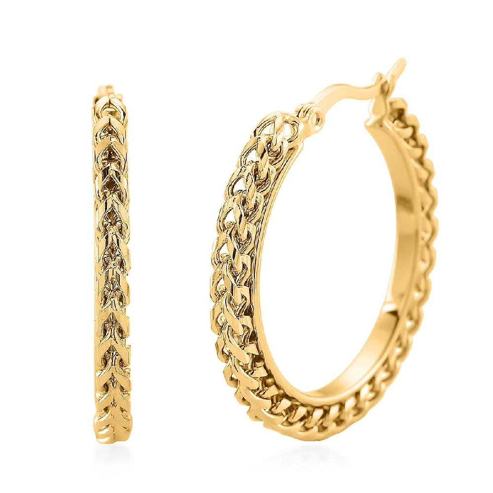 shop lc Criss Cross Hoop Earrings in ION Plated YG Stainless Steel