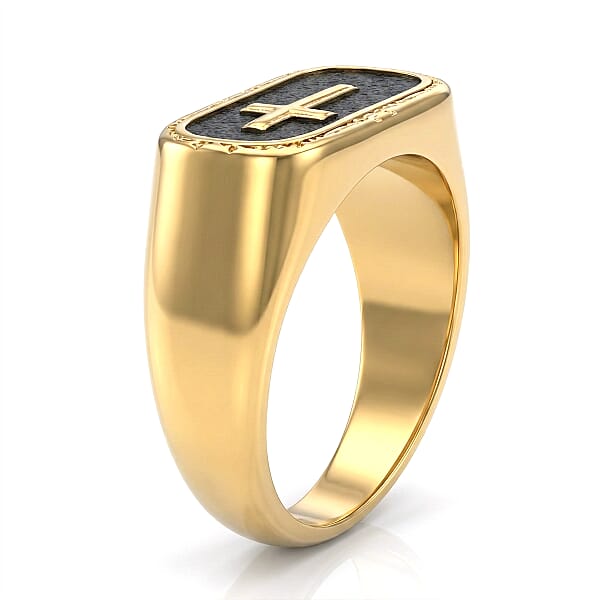 Shop Lc Cross Men's Ring In Black Oxidized And ION Plated YG Stainless Steel