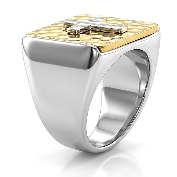 Shop Lc Cross Men's Ring In ION Plated YG Stainless Steel
