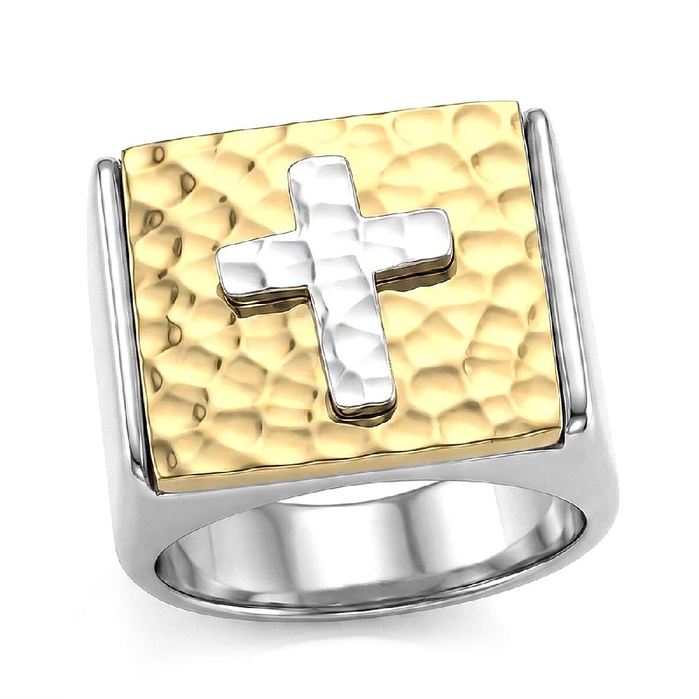 shop lc Cross Men's Ring in ION Plated YG Stainless Steel