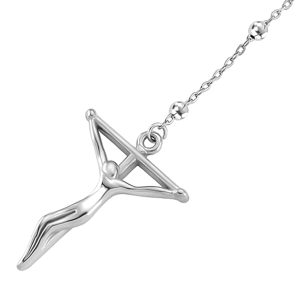 Shop Lc Crucifix Beaded Necklace In Stainless Steel 36 Inches
