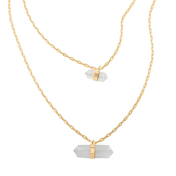 Shop Lc Crystal Double Layer Necklace 21-23 Inches In Goldtone