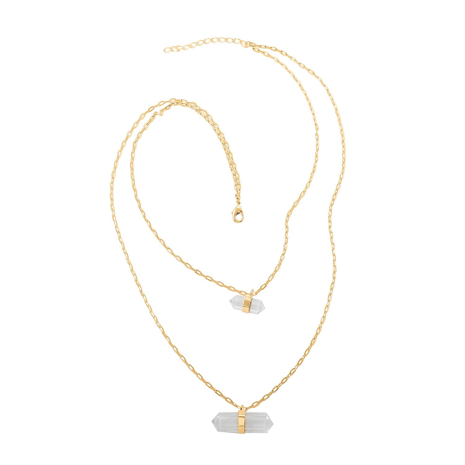 shop lc Crystal Double Layer Necklace 21-23 Inches in Goldtone