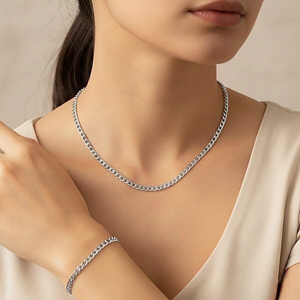 Shop Lc Cuban Chain Bracelet (8.50In) And Necklace (24 Inches) In Stainless Steel