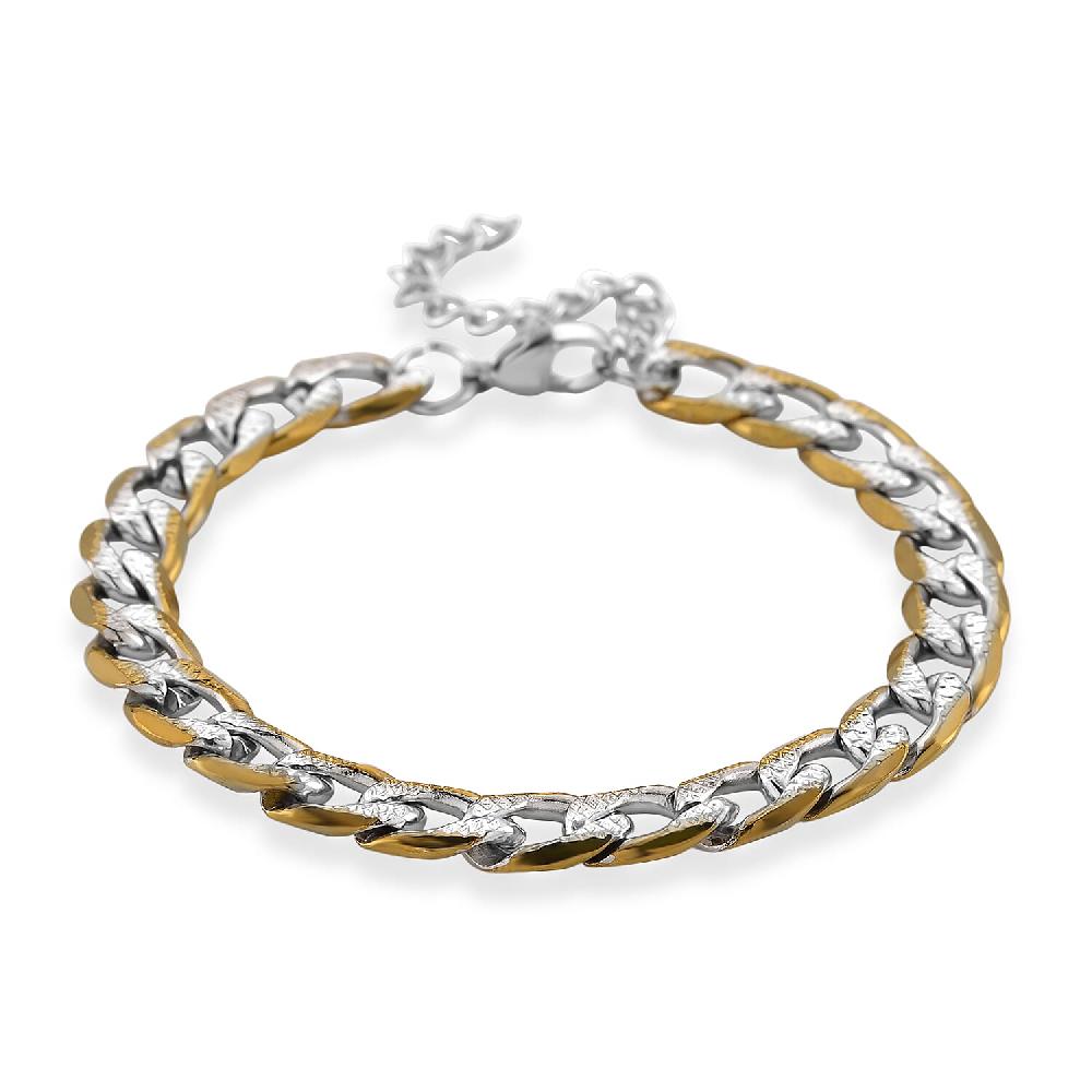 shop lc Cuban Link Bracelet in ION Plated YG and Stainless Steel (7-9In)