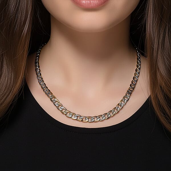 Shop Lc Cuban Link Chain Necklace In ION Plated YG And Stainless Steel 20-22 Inches