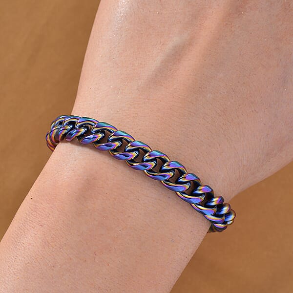 Shop Lc Curb Bracelet (7.5-9In) In ION Plated Mystic Stainless Steel