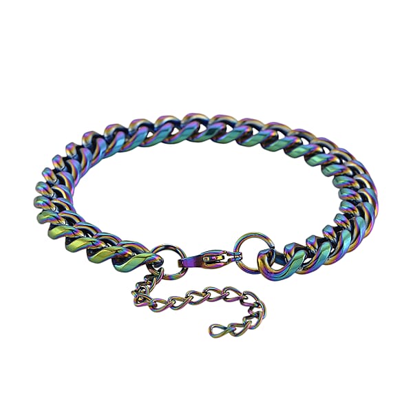 Shop Lc Curb Bracelet (7.5-9In) In ION Plated Mystic Stainless Steel