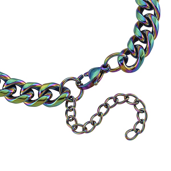 Shop Lc Curb Bracelet (7.5-9In) In ION Plated Mystic Stainless Steel