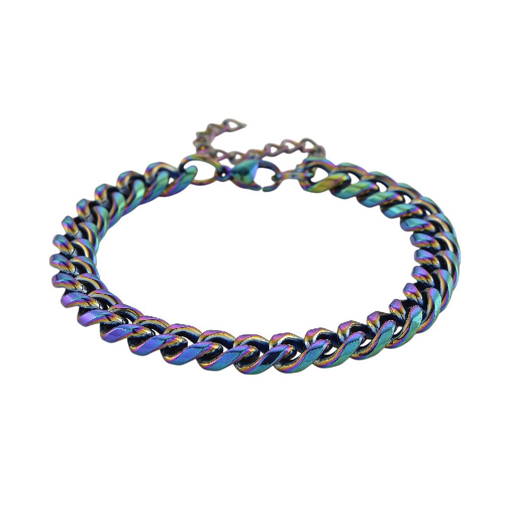 shop lc Curb Bracelet (7.5-9In) in ION Plated Mystic Stainless Steel