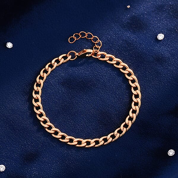 Shop Lc Curb Chain Bracelet In ION PLared RG Stainless Steel (7.0-8.0In)