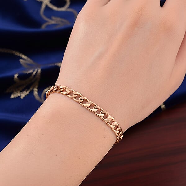 Shop Lc Curb Chain Bracelet In ION PLared RG Stainless Steel (7.0-8.0In)